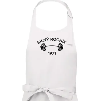 Kuchyňská zástěra Silný ročník - Letopočet 1971 - Pánská zástěra na vaření - Univerzální velikost ( Bílá )