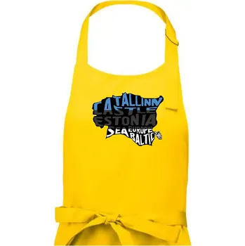 Kuchyňská zástěra Mapy - názvy měst - Estonsko - Dámská zástěra na vaření - Univerzální velikost ( Žlutá )