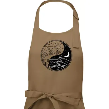 Kuchyňská zástěra Yin & Yang hory a moře - Pánská zástěra na vaření - Univerzální velikost ( Cappuccino )