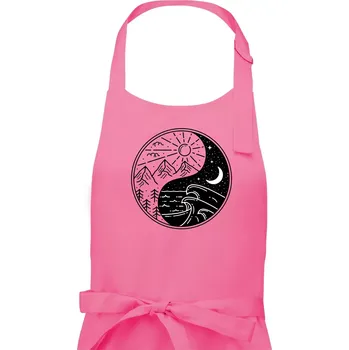 Kuchyňská zástěra Yin & Yang hory a moře - Pánská zástěra na vaření - Univerzální velikost ( Růžová )