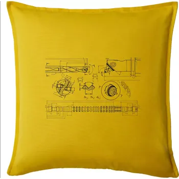 Polštář Technické výkresy - vrtáky - Polštář 50x50 - 50x50 - Pouze potah ( Žlutá )