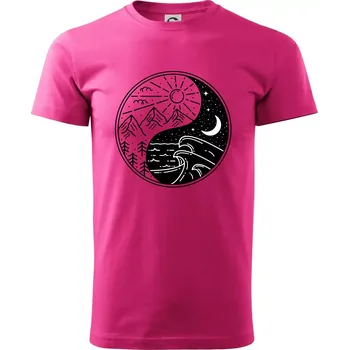 Yin & Yang hory a moře - Klasické pánské triko vyšší gramáže - S ( Purpurová )