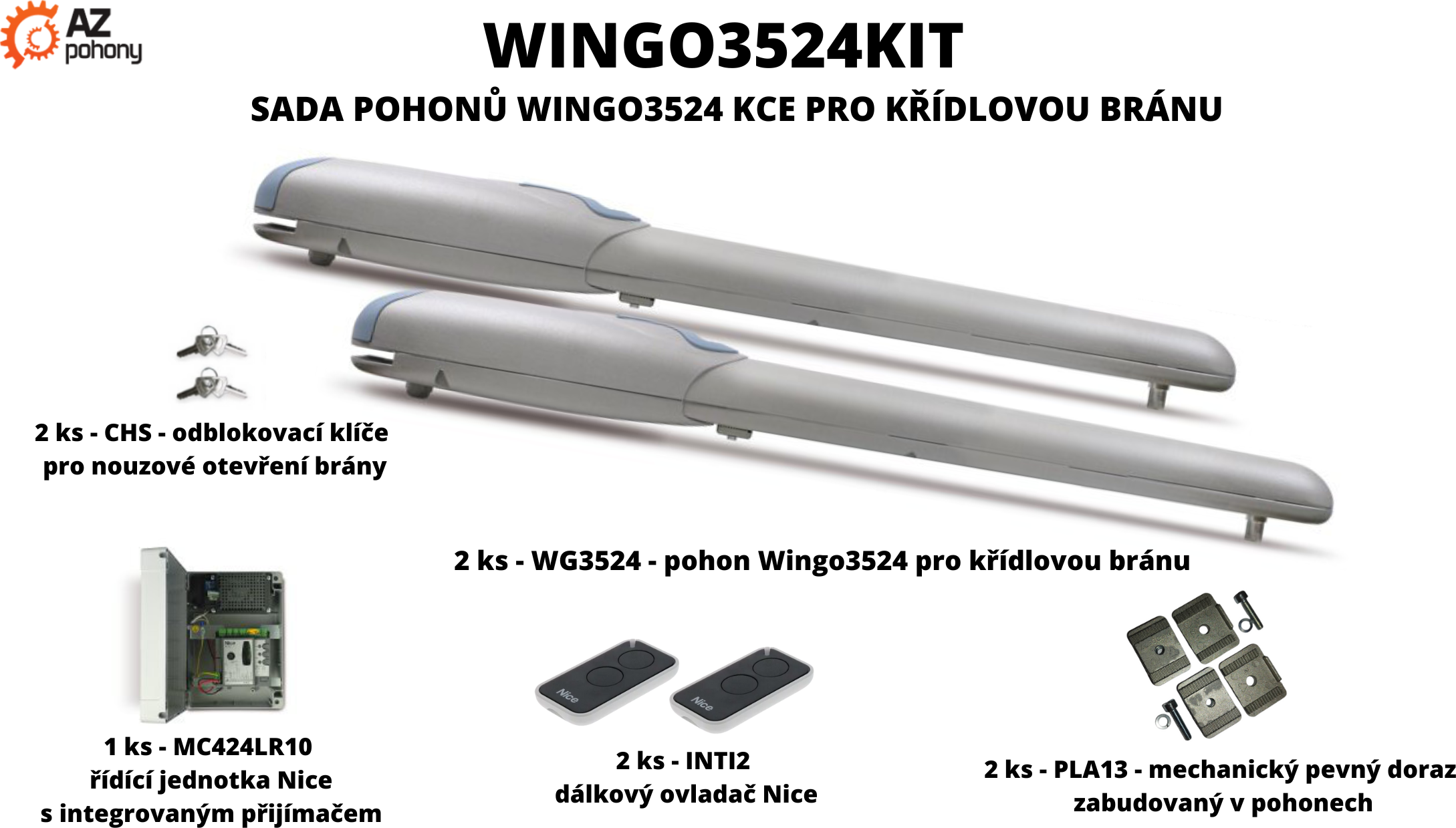 Wingo3524 Kit - sada pohonů Wingo3524 KCE pro křídlovou bránu