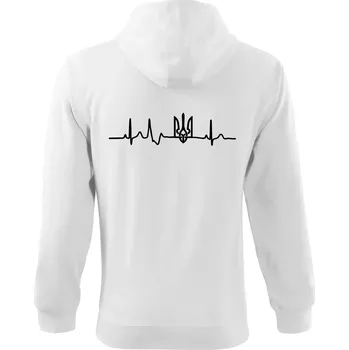Pánská mikina Ekg Ukrajina trojzubec - Mikina s kapucí na zip trendy zipper - 2XL ( Bílá )