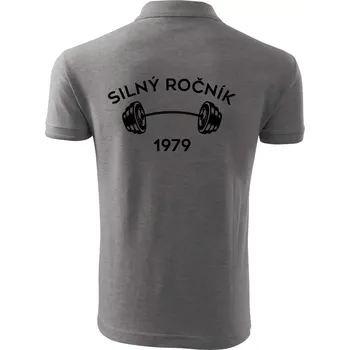 Pánská košile Silný ročník - Letopočet 1979 - Polokošile pánská Pique Polo 203 - 5XL ( Tmavě šedý melír )
