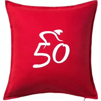 Polštář Cyklista slaví padesátku (50) - Polštář 50x50 - 50x50 - Pouze potah ( Červená )