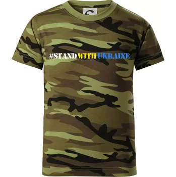 Chlapecké tričko #StandWithUkraine - Dětské maskáčové triko - 134 cm/8 let ( Zelený maskáč )