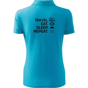 Eat sleep travel - Malý přívěs - Polokošile dámská Pique Polo - 2XL ( Světlý tyrkys )