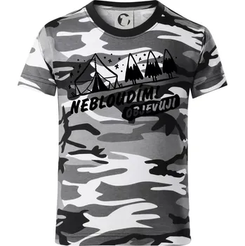 Chlapecké tričko Nebloudím, objevuji - hory - Dětské maskáčové triko - 146 cm/10 let ( Šedý maskáč )