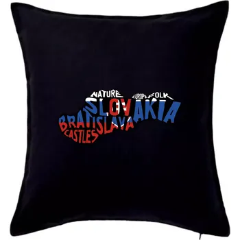 Polštář Mapy - názvy měst - Slovensko - Polštář 50x50 - 50x50 - Pouze potah ( Černá )