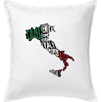 Polštář Mapy - názvy měst - Italie - Polštář 50x50 - 50x50 - Včetně výplně ( Bílá )