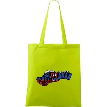 Mapy - názvy měst - Slovensko - Taška bavlněná - 42 x 38 cm ( Limetková )