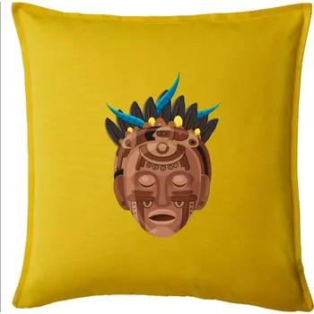 Polštář Mayové maska hnědá - Polštář 50x50 - 50x50 - Pouze potah ( Žlutá )