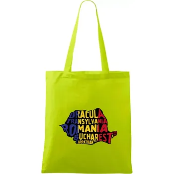 Mapy - názvy měst - Rumunsko - Taška bavlněná - 42 x 38 cm ( Limetková )