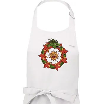 Kuchyňská zástěra Mayové - zvířata had v kruhu - Pánská zástěra na vaření - Univerzální velikost ( Bílá )