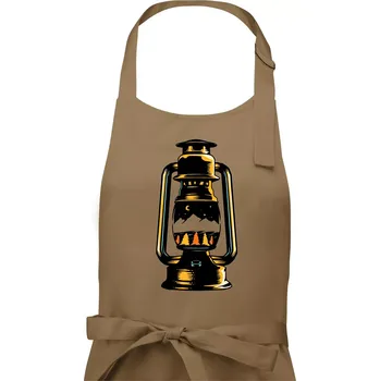 Kuchyňská zástěra Petrolejka s horami - Pánská zástěra na vaření - Univerzální velikost ( Cappuccino )