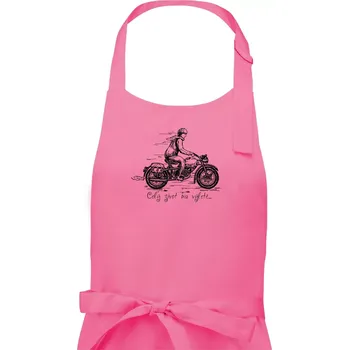 Kuchyňská zástěra Celý život na výletě - motorka - Pánská zástěra na vaření - Univerzální velikost ( Růžová )