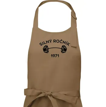 Kuchyňská zástěra Silný ročník - Letopočet 1971 - Pánská zástěra na vaření - Univerzální velikost ( Cappuccino )
