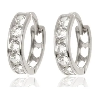 Náušnice Náušnice z bílého zlata kroužky se zirkony NA1796F + DÁREK ZDARMA