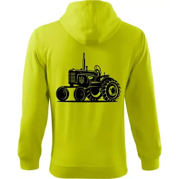 Pánská mikina Traktor Ukrajinské armády - Mikina s kapucí na zip trendy zipper - M ( Limetková )