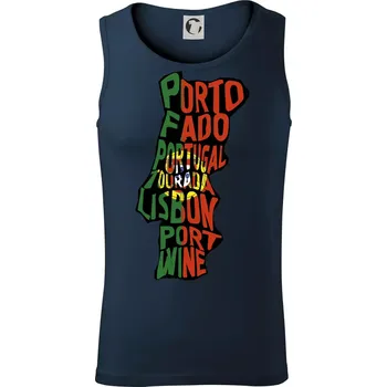 Mapy - názvy měst - Portugalsko - Tílko pánské Core - XL ( Námořní modrá (velmi tmavá - téměř černá) )