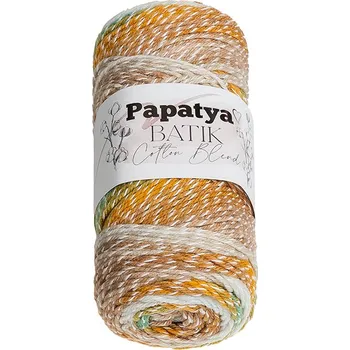 Příze Bellatex Příze PAPATYA COTTON BLEND batik Bílá,Hnědá,Zelená
