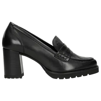 Dámské polobotky Černé Kožené Dámské Mokasíny Na Sloupku Wojas 4631851 38