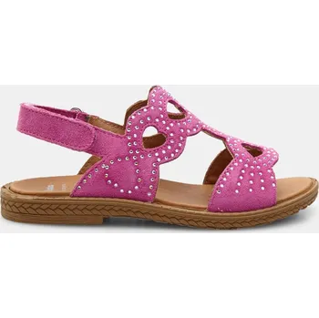 Dívčí sandály Baťa kožené letní páskové sandály pro dívky fuchsiové, vel. 34