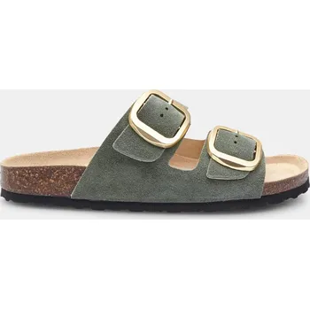 Dámské pantofle Baťa dámské kožené footbed pantofle zelené, vel. 37