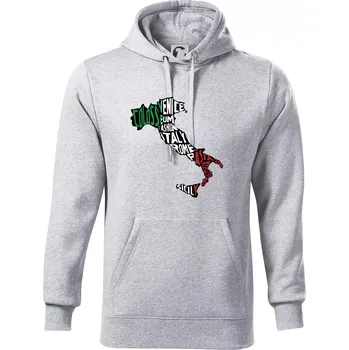 Pánská mikina Mapy - názvy měst - Italie - Mikina pánská Cape s kapucí - XL ( Světlešedý Melír )