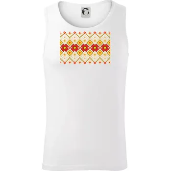Ukrajinský vzor - Červené květiny - Tílko pánské Core - XL ( Bílá )