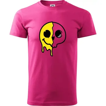 Pánské tričko Yin & Yang lebka smajlík - Klasické pánské triko vyšší gramáže - L ( Purpurová )
