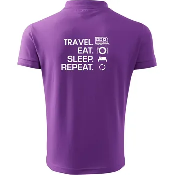 Pánská košile Eat sleep travel - Velký přívěs - Polokošile pánská Pique Polo 203 - XL ( Fialová )