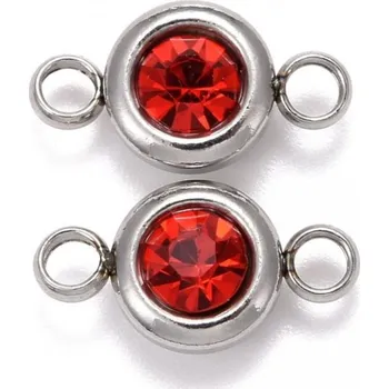 Přívěsek Přívěsek z nerezové oceli se dvěma očky-s červeným šatonem 12x6,5x4 mm