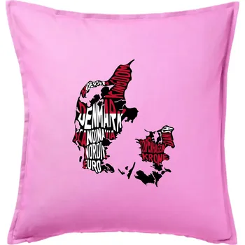 Polštář Mapy - názvy měst - Dánsko - Polštář 50x50 - 50x50 - Pouze potah ( Růžová )