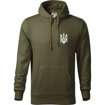 Pánská mikina Ukrajina trojzubec prso - Mikina pánská Cape s kapucí - 5XL ( Military )