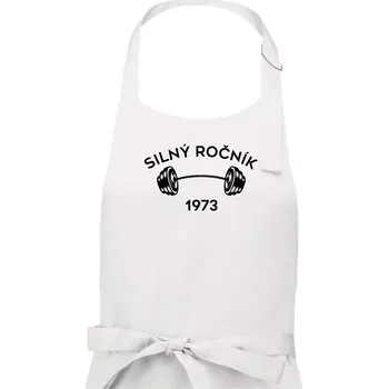 Kuchyňská zástěra Silný ročník - Letopočet 1973 - Pánská zástěra na vaření - Univerzální velikost ( Bílá )