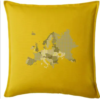 Polštář Mapa Evropy - srdce v Ukrajině - Polštář 50x50 - 50x50 - Pouze potah ( Žlutá )