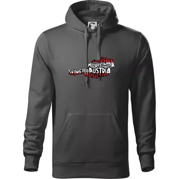 Pánská mikina Mapy - názvy měst - Rakousko - Mikina pánská Cape s kapucí - 5XL ( Ocelově šedá )