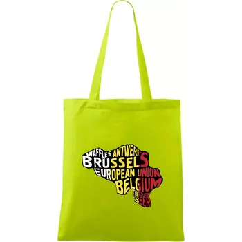 Mapy - názvy měst - Belgie - Taška bavlněná - 42 x 38 cm ( Limetková )