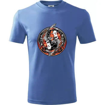 Chlapecké tričko Yin & Yang Koi kapr - oranžový - Tričko dětské bavlněné - 134 cm/8 let ( Azurově modrá )