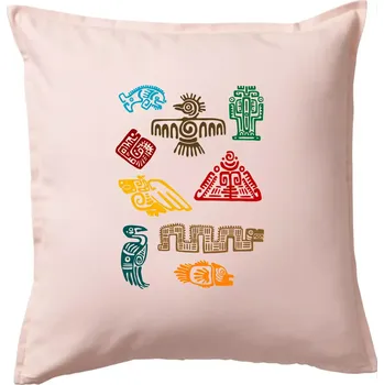 Polštář Mayové - ikony příšery - Polštář 50x50 - 50x50 - Pouze potah ( Světle růžová )