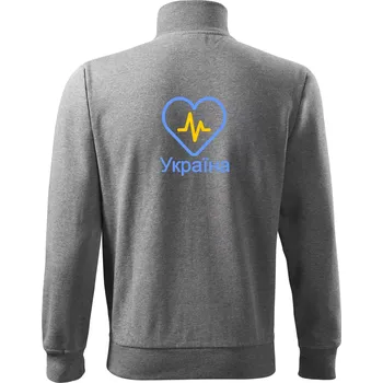 Pánská mikina Moje srdce bije pro Ukrajinu - velké - Mikina bez kapuce Adventure - S ( Tmavě šedý melír )