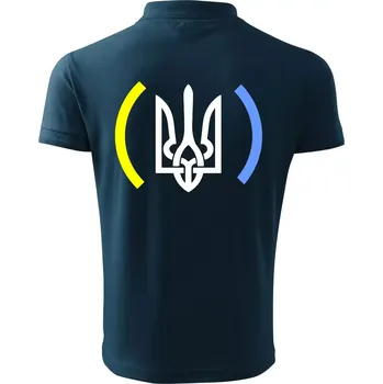 Pánská košile Ukrajina trojzubec s barvami - Polokošile pánská Pique Polo 203 - 4XL ( Námořní modrá (velmi tmavá - téměř černá) )