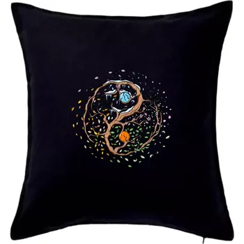 Polštář Yin & Yang strom - zima, léto - Polštář 50x50 - 50x50 - Pouze potah ( Černá )