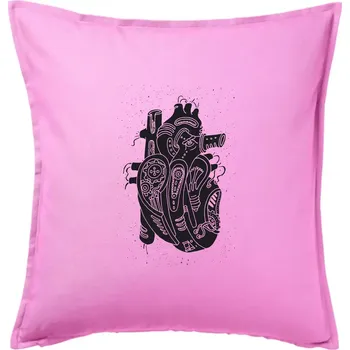 Polštář Steampunk lidské srdce - Polštář 50x50 - 50x50 - Včetně výplně ( Růžová )