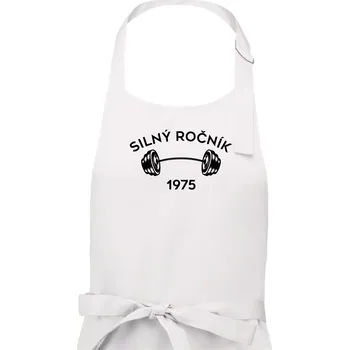 Kuchyňská zástěra Silný ročník - Letopočet 1975 - Pánská zástěra na vaření - Univerzální velikost ( Bílá )