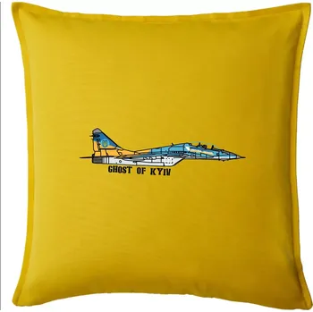 Polštář Mig 29 Fulcrum Blue-Yellow - Ghost of Kyiv - Polštář 50x50 - 50x50 - Pouze potah ( Žlutá )