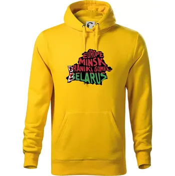 Pánská mikina Mapy - názvy měst - Bělorusko - Mikina pánská Cape s kapucí - 3XL ( Žlutá )