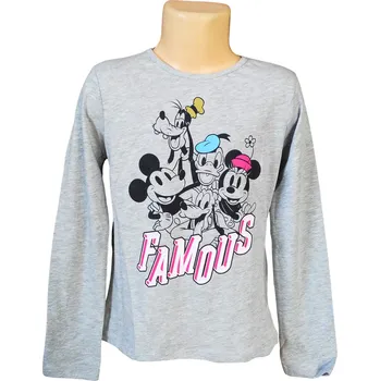 Dívčí tričko Sun City Dívčí tričko MINNIE Disney parta dlouhý rukáv šedé Šedá, Velikost: 98 98
